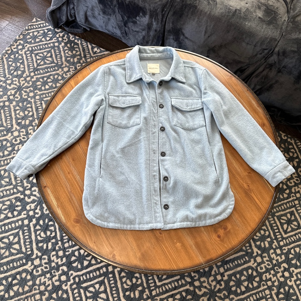 Thread and Supply Oversized Shirt Jacket Lined Light Blue Medium